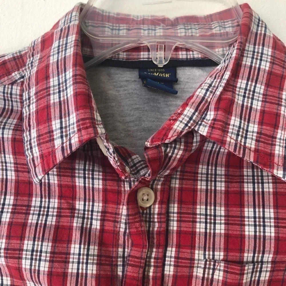 Oshkosh b’gosh Red Plaid Button Down Lined Shirt 5